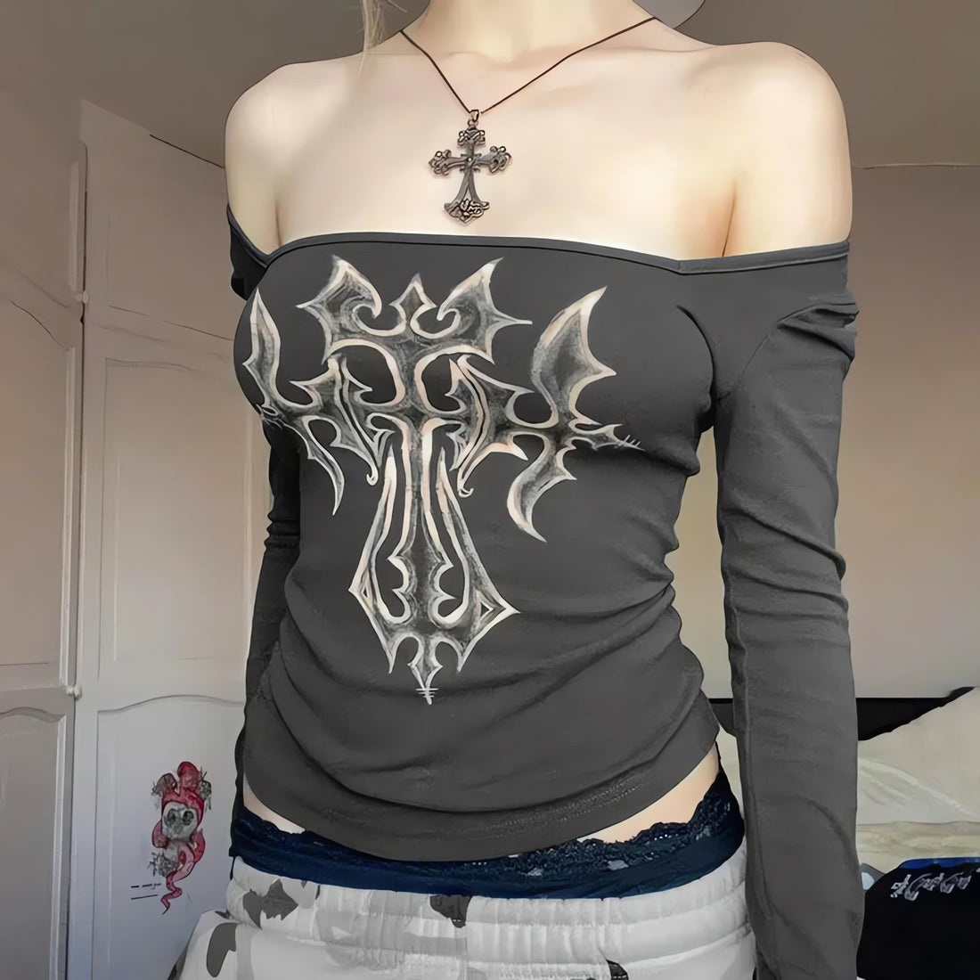 Grunge Cross Bleached Top - KAYSMAR