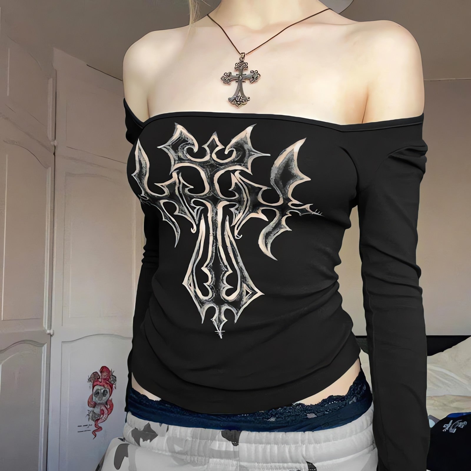 Grunge Cross Bleached Top - KAYSMAR