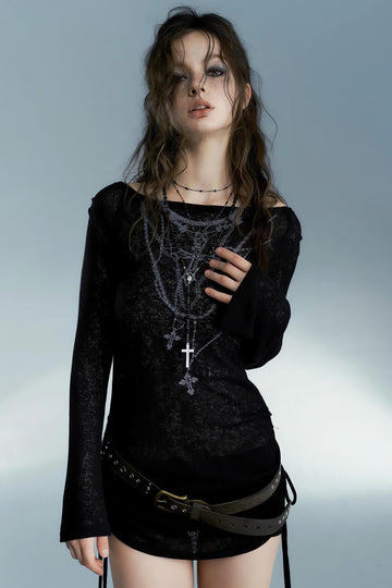 Grunge Cross Necklace Designed Top - KAYSMAR