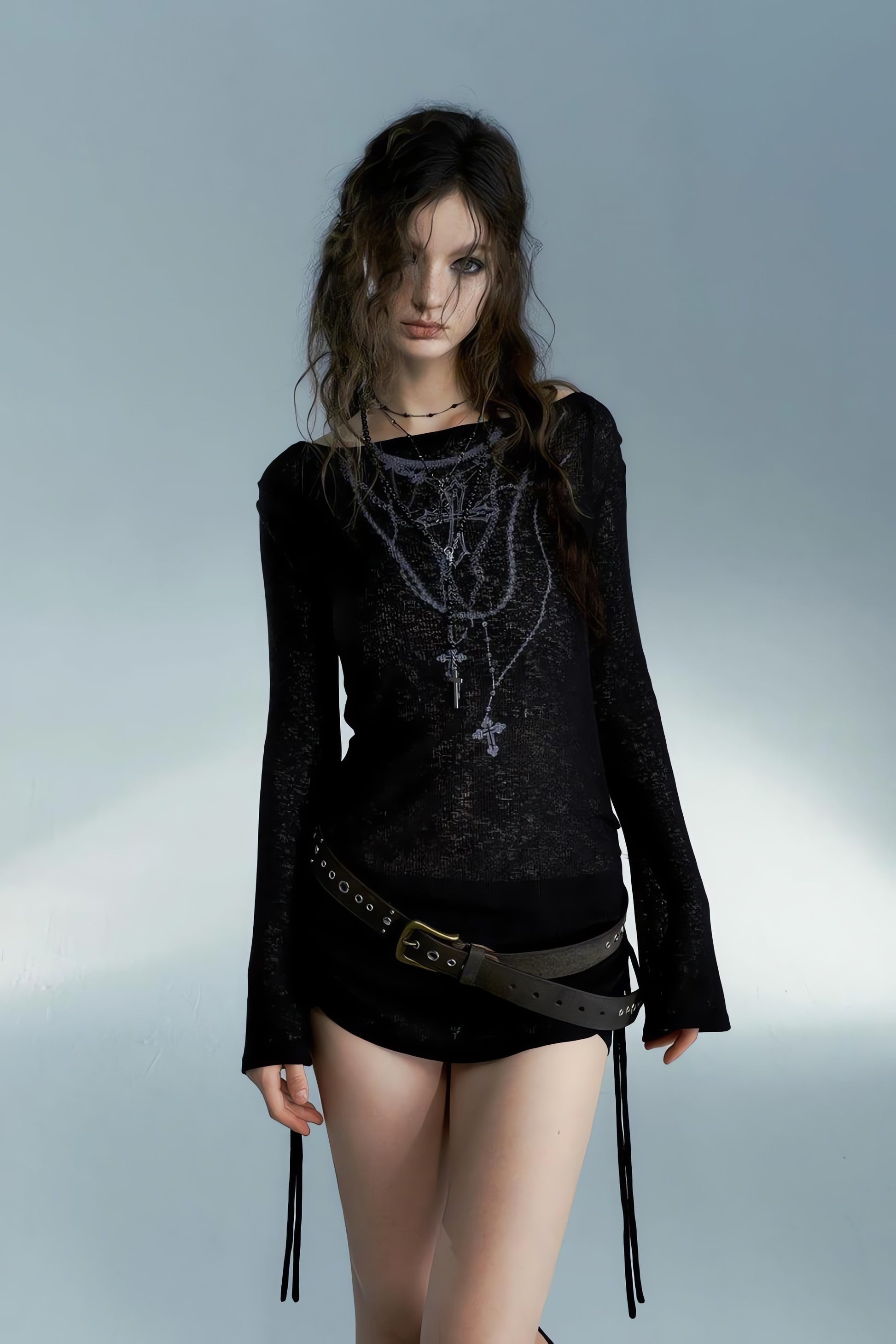 Grunge Cross Necklace Designed Top - KAYSMAR