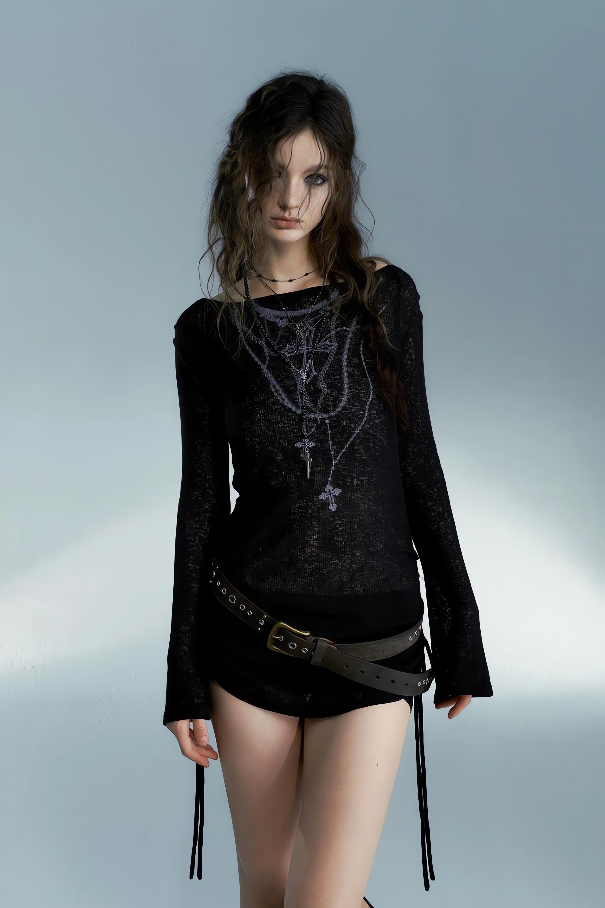 Grunge Cross Necklace Designed Top - KAYSMAR