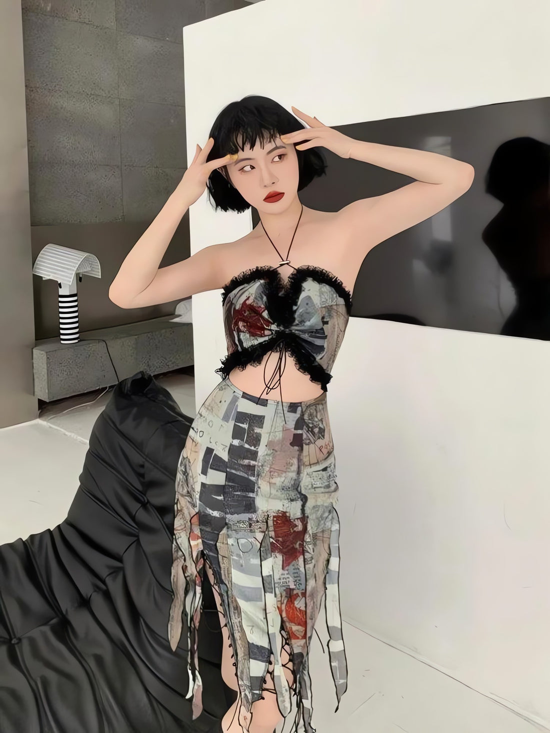 Grunge Cut Out Split Midi Dress - KAYSMAR