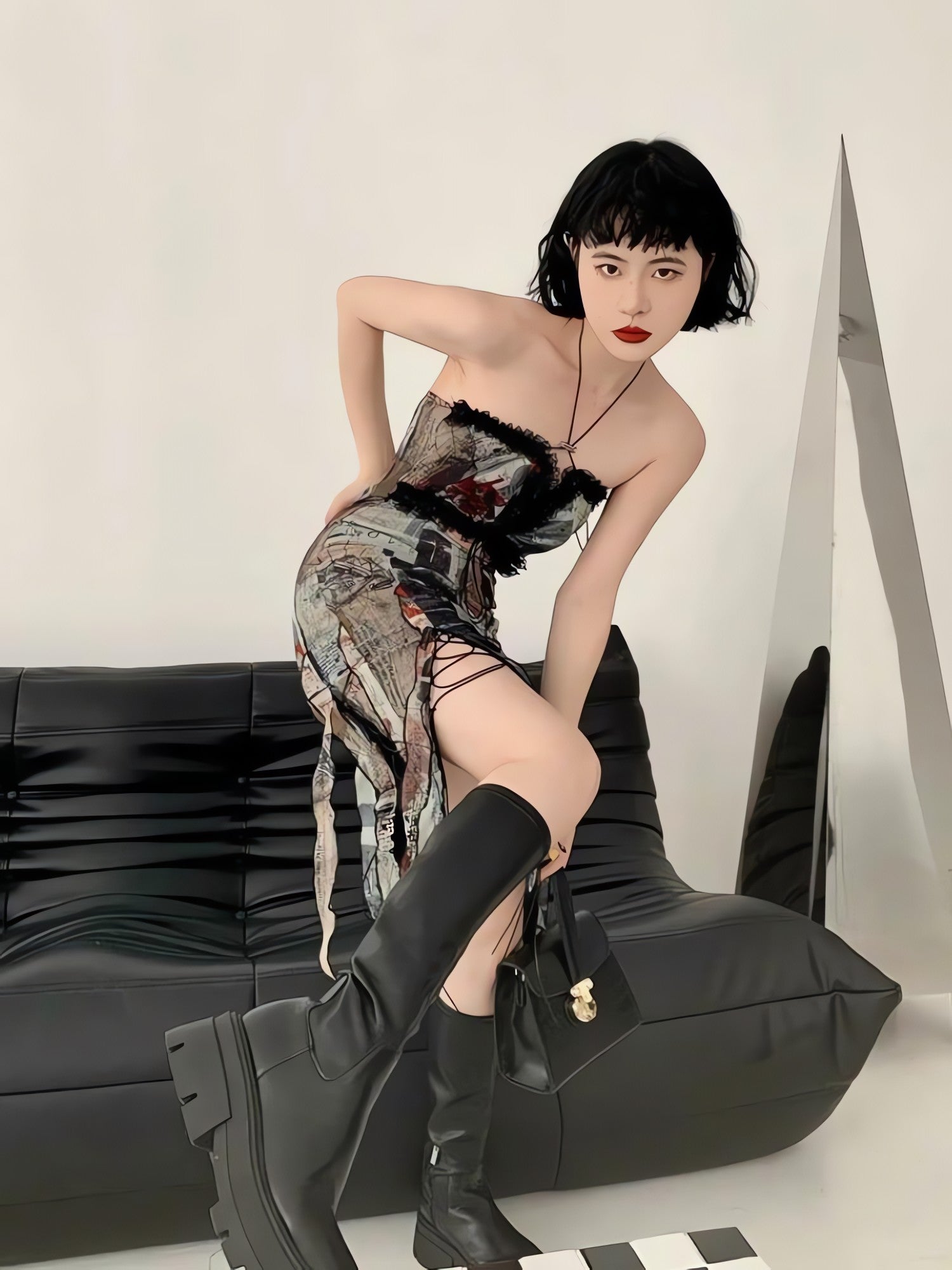 Grunge Cut Out Split Midi Dress - KAYSMAR