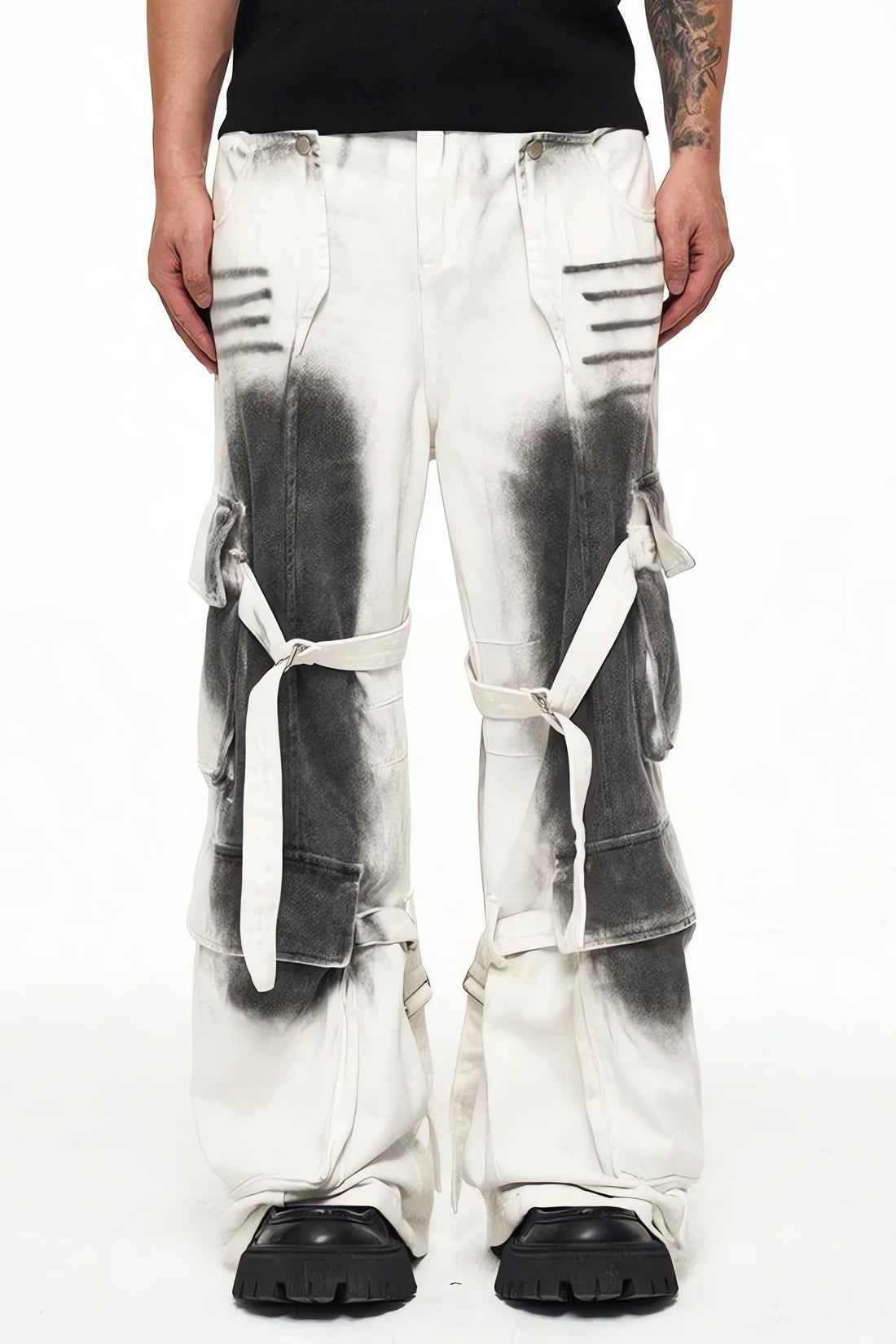 Grunge Dirty Effect Cargo Pants - KAYSMAR