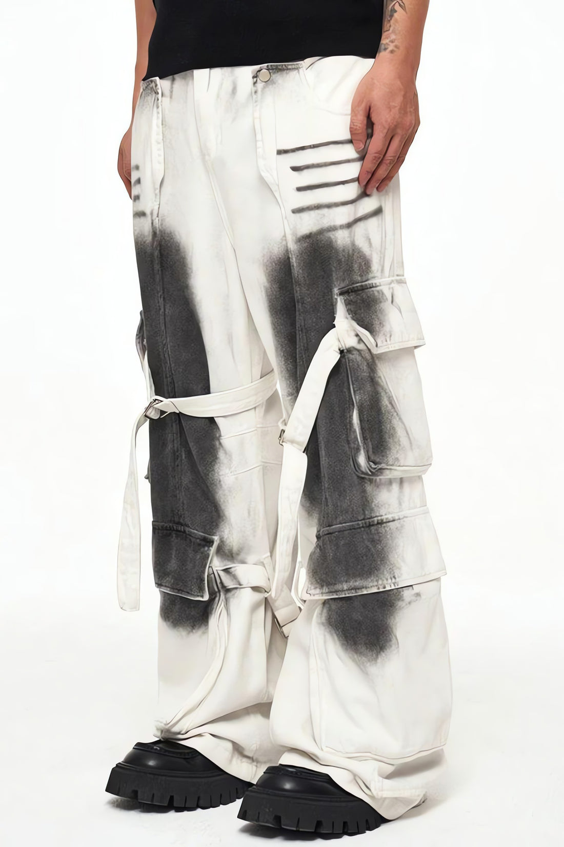 Grunge Dirty Effect Cargo Pants - KAYSMAR
