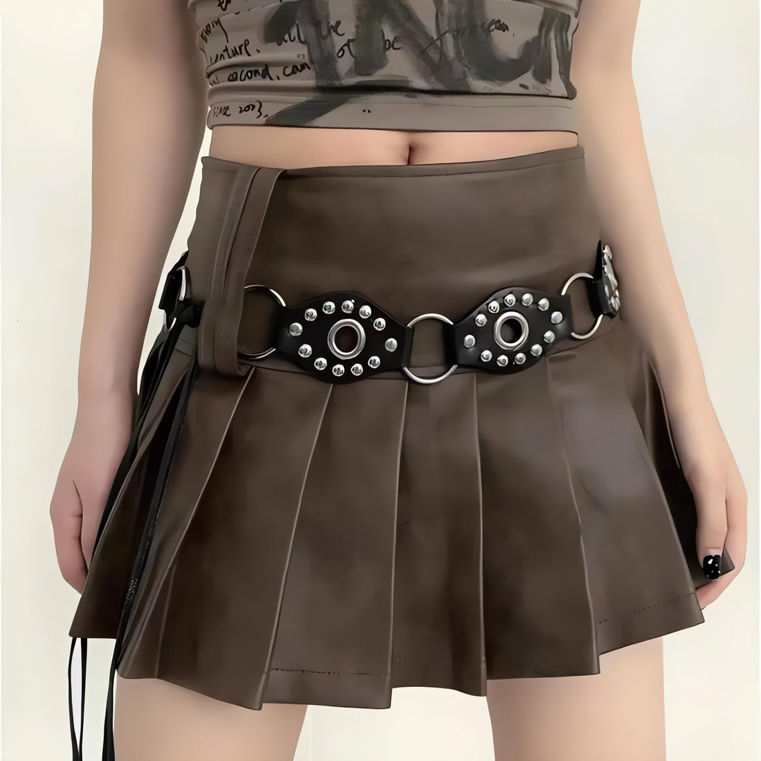 Grunge Faux Leather Lace Up Belt - KAYSMAR