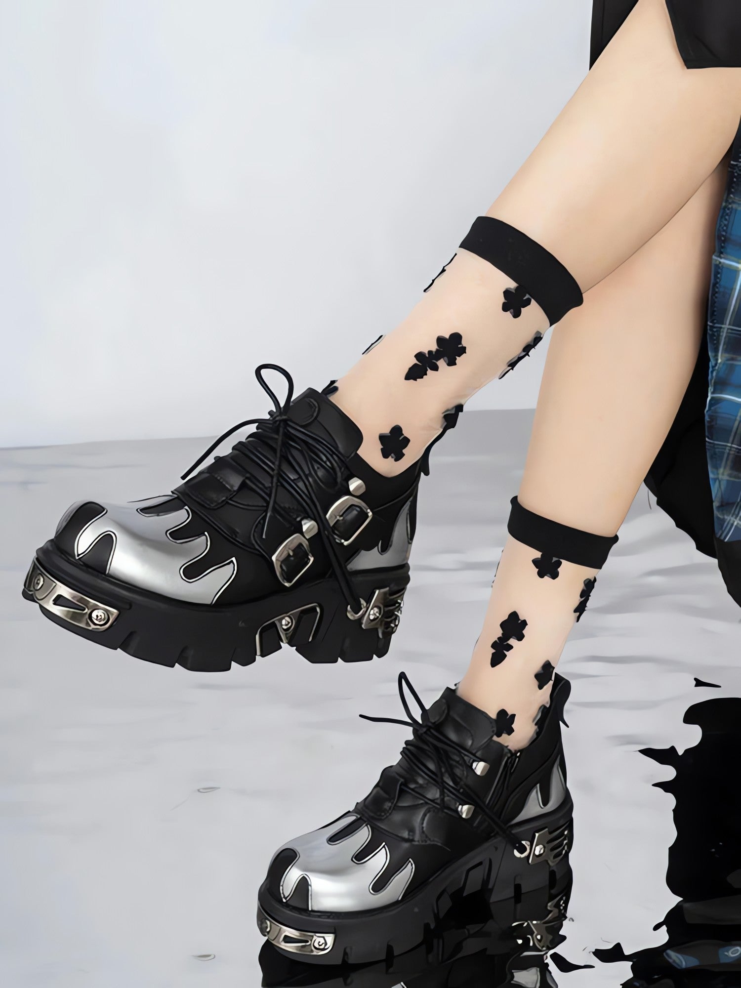 Grunge Flame Chunky Platform Shoes - KAYSMAR
