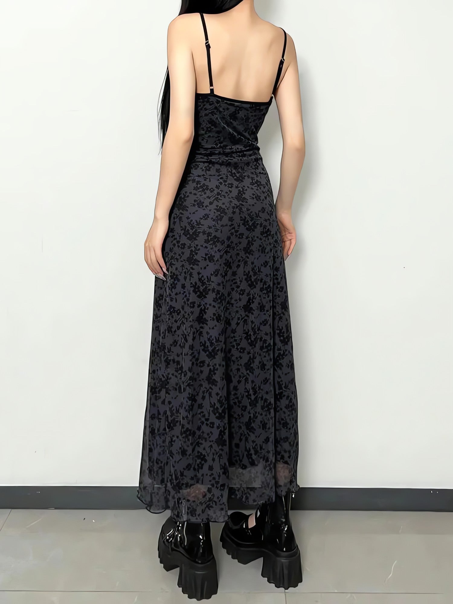 Grunge Floral Printed Maxi Dress - KAYSMAR