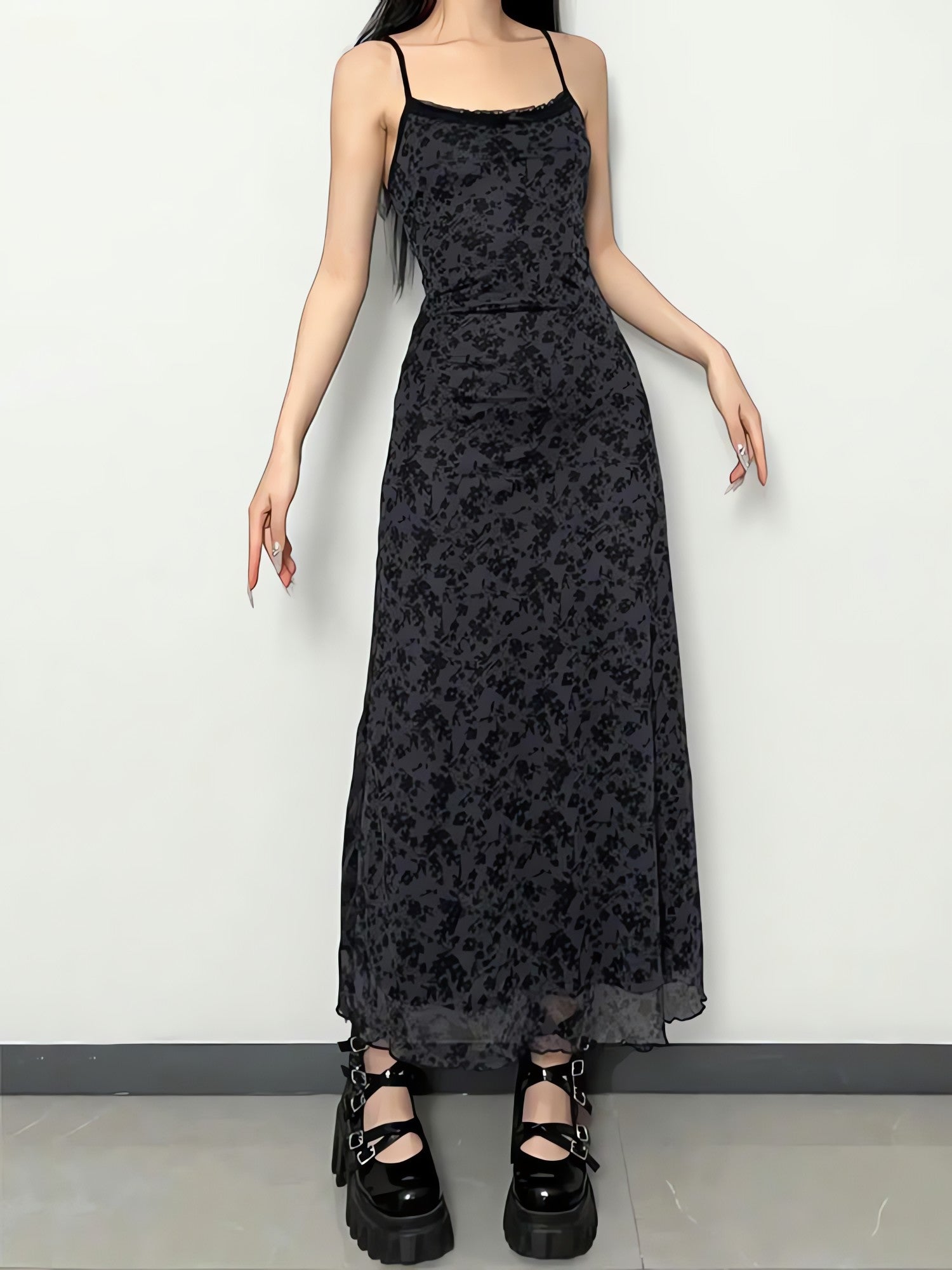 Grunge Floral Printed Maxi Dress - KAYSMAR