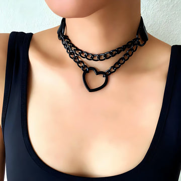 Grunge Heart Belted Choker Necklace - KAYSMAR