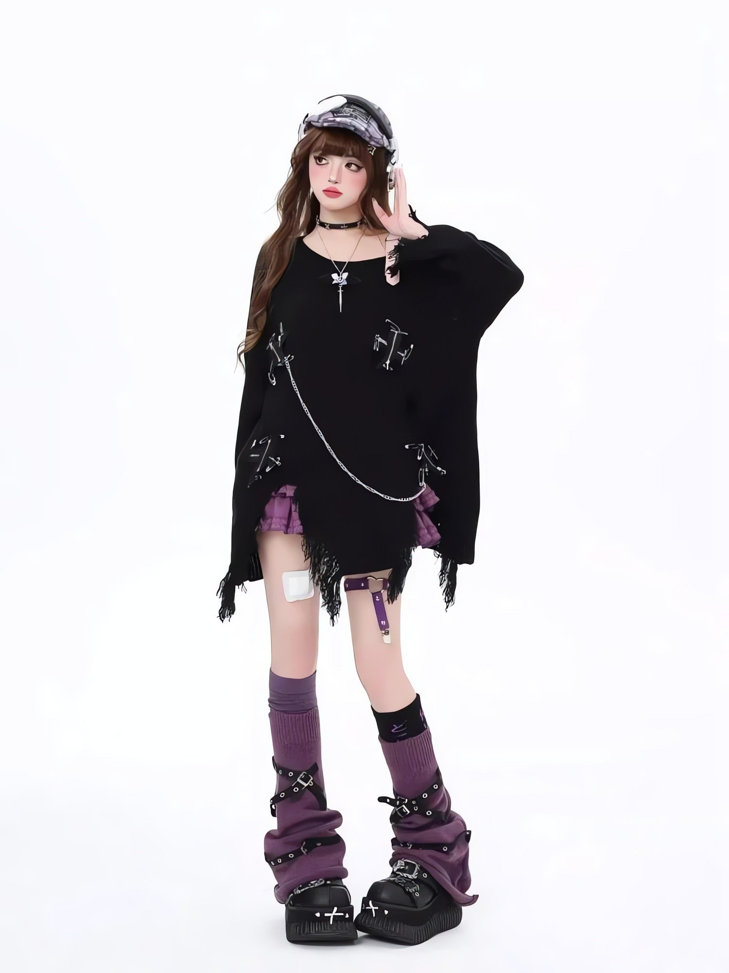 Grunge Kawaii Distressed Sweater - KAYSMAR