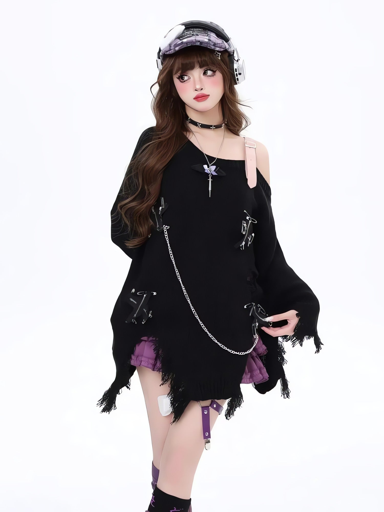 Grunge Kawaii Distressed Sweater - KAYSMAR
