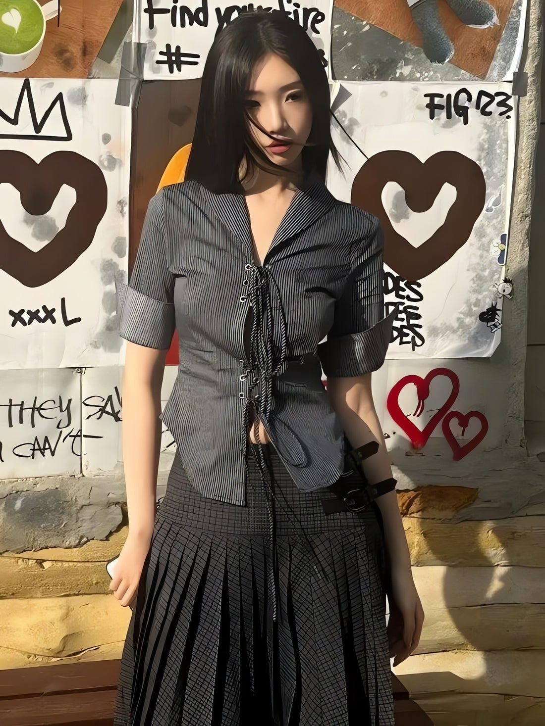 Grunge Lace Up Shirt - KAYSMAR