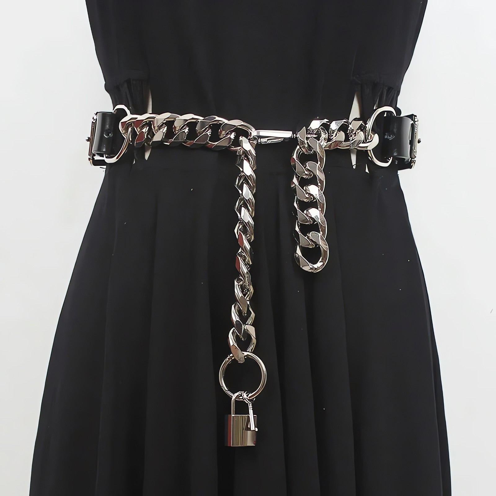 Grunge Lock Faux Leather Chain Belt - KAYSMAR
