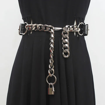 Grunge Lock Faux Leather Chain Belt - KAYSMAR