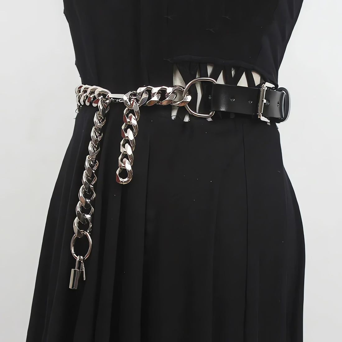 Grunge Lock Faux Leather Chain Belt - KAYSMAR