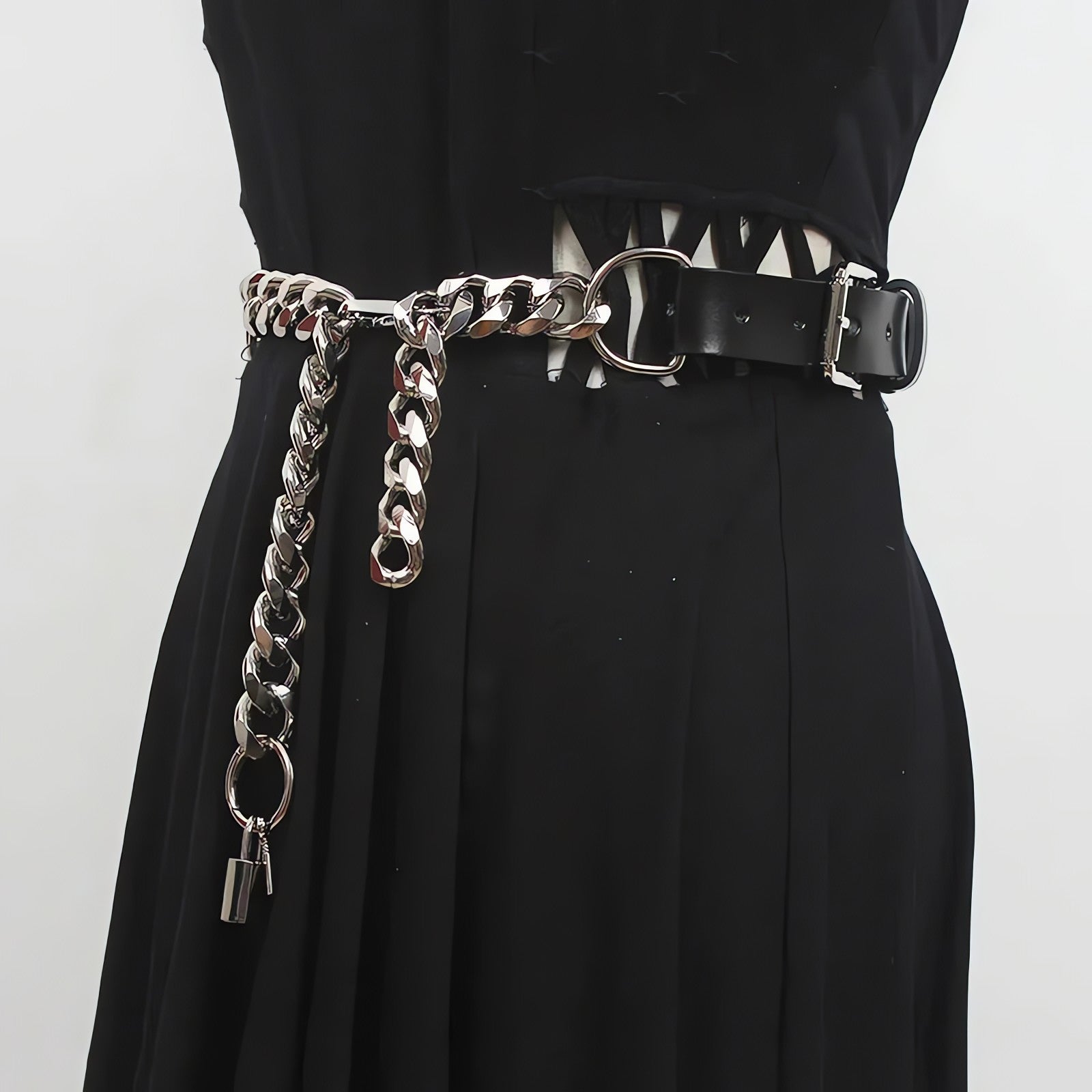 Grunge Lock Faux Leather Chain Belt - KAYSMAR