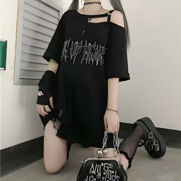 Grunge Make Up Heart Long Tee - KAYSMAR