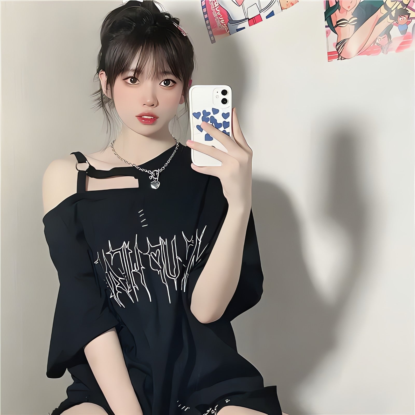 Grunge Make Up Heart Long Tee - KAYSMAR