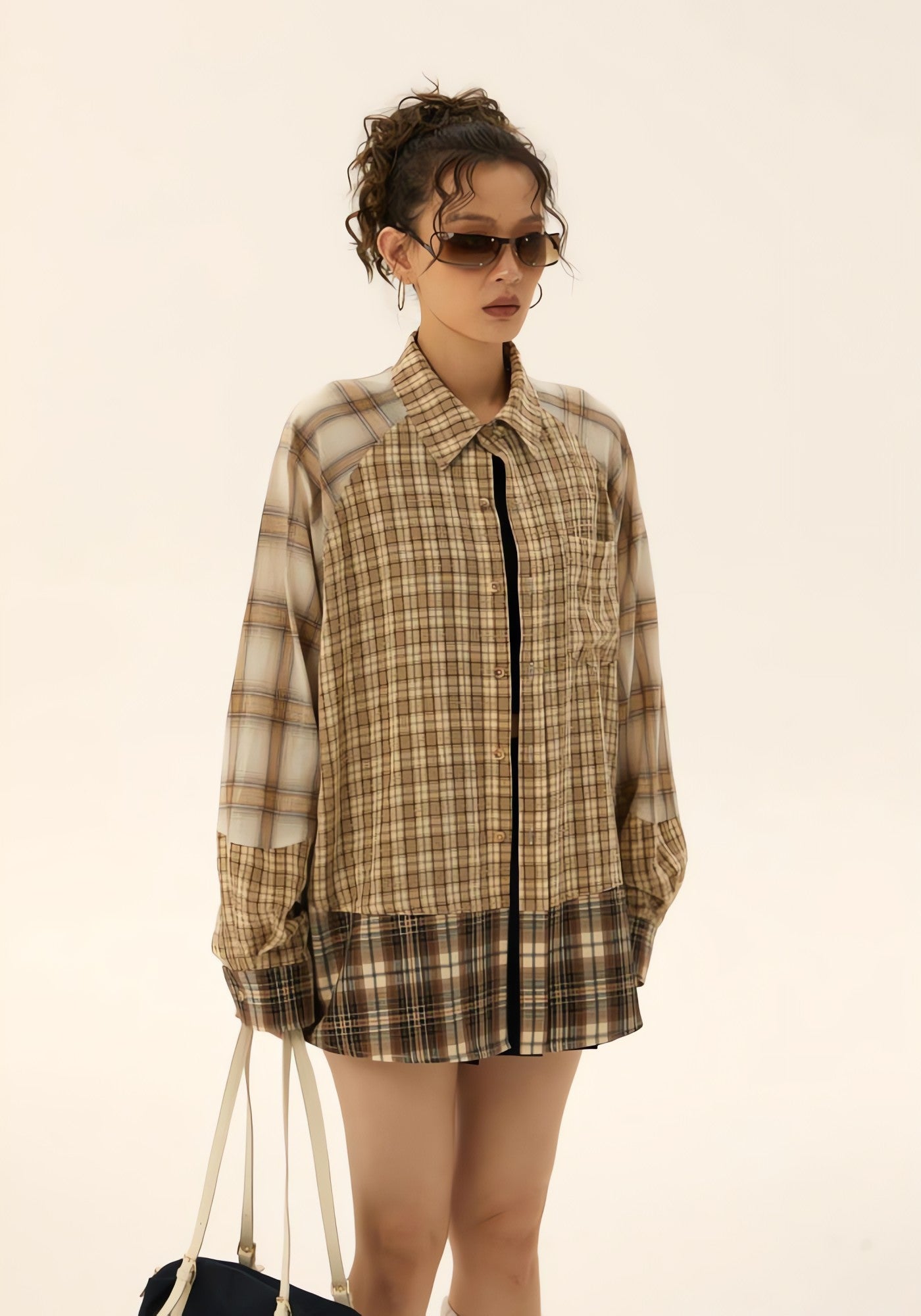 Grunge Multi Pattern Plaid Shirt - KAYSMAR