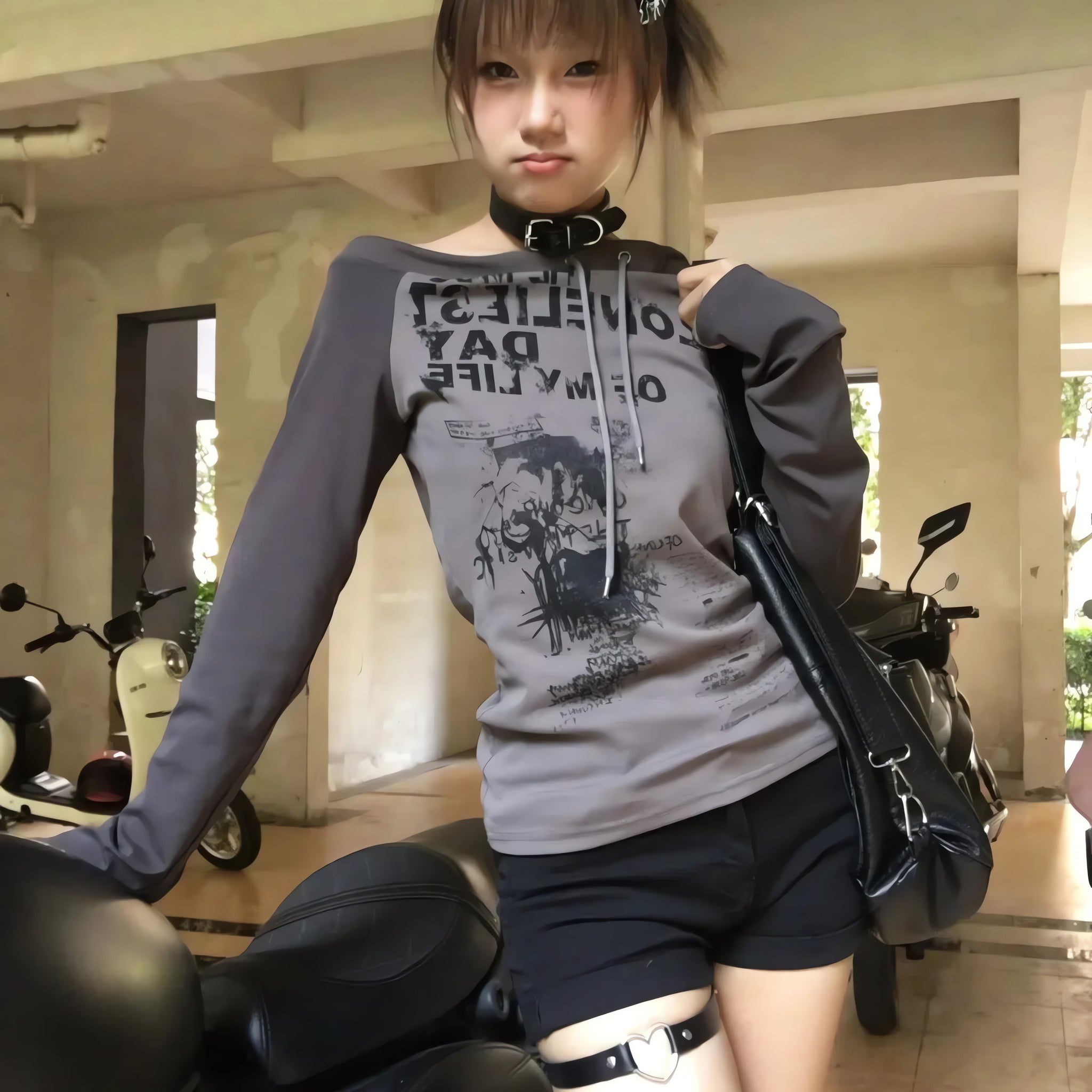 Grunge One Shoulder Drawstring Top - KAYSMAR