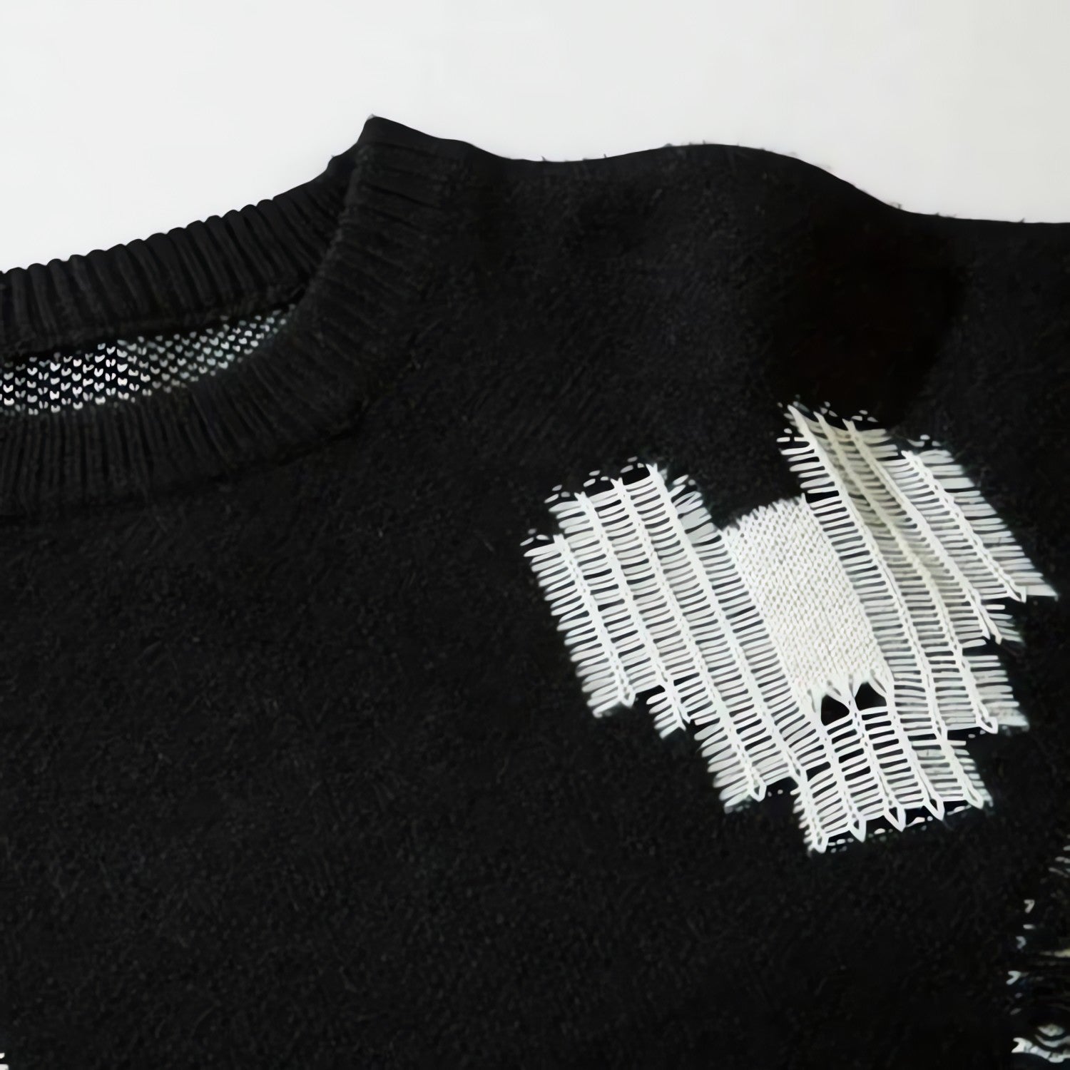 Grunge Pixel Hearts Knitted Sweater - KAYSMAR