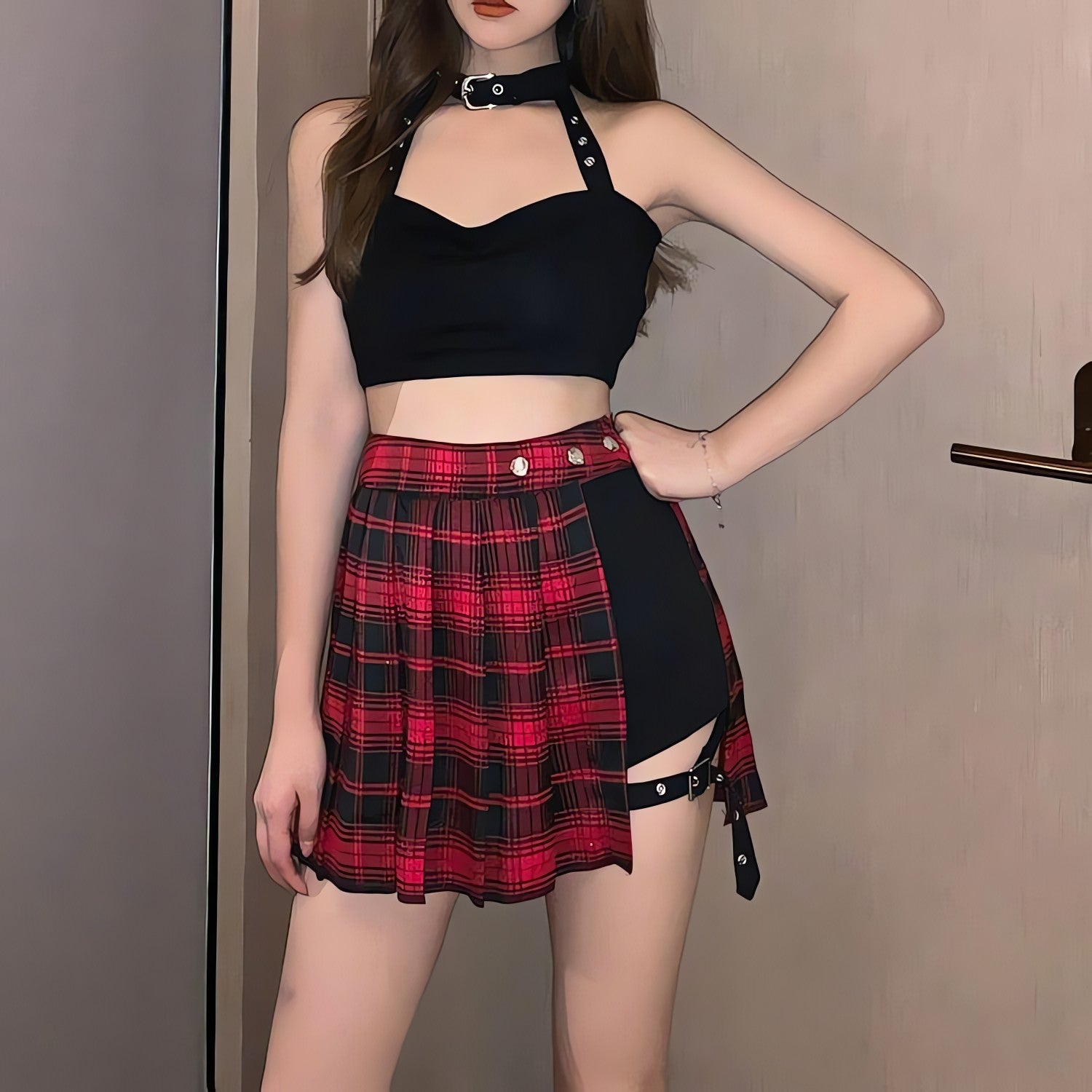 Grunge Plaid Mini Skirt - KAYSMAR