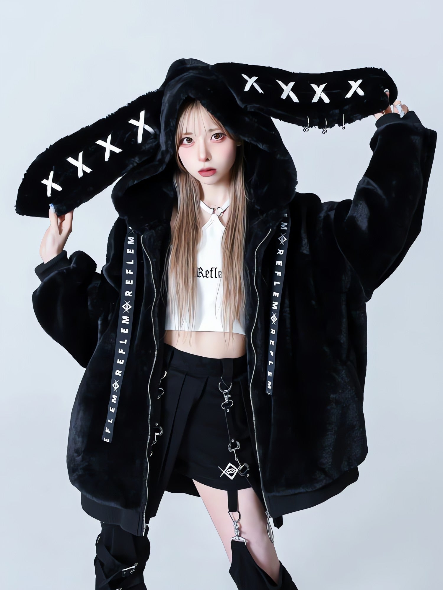 Grunge Rabbit Ear Plush Jacket - KAYSMAR