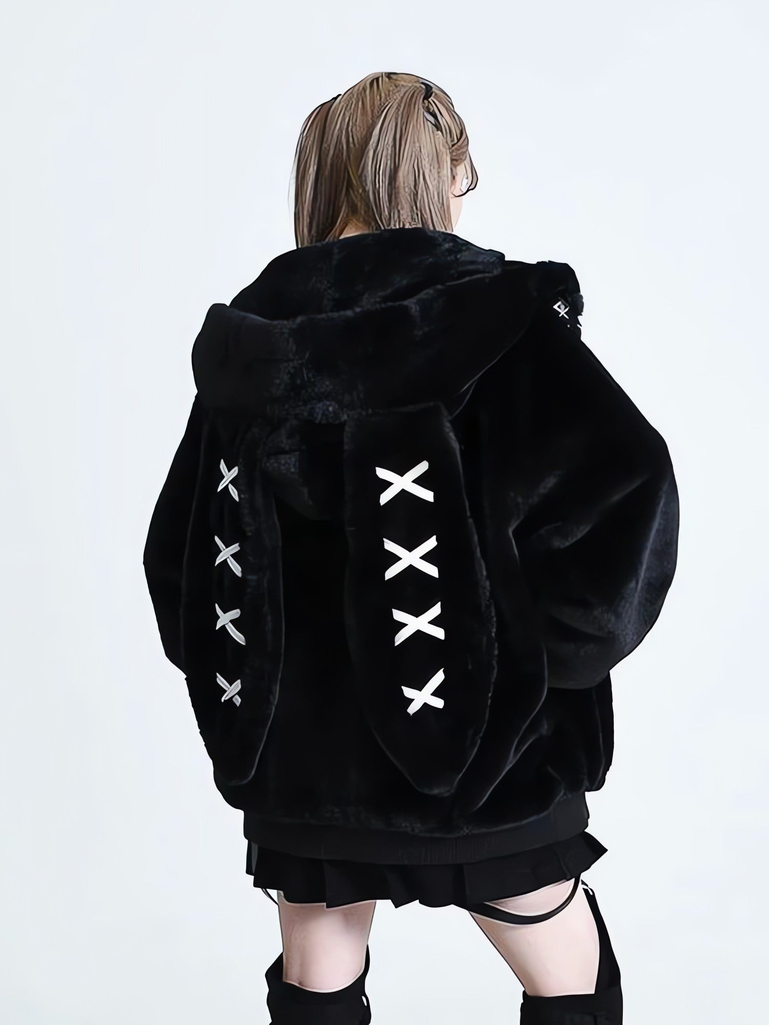 Grunge Rabbit Ear Plush Jacket - KAYSMAR