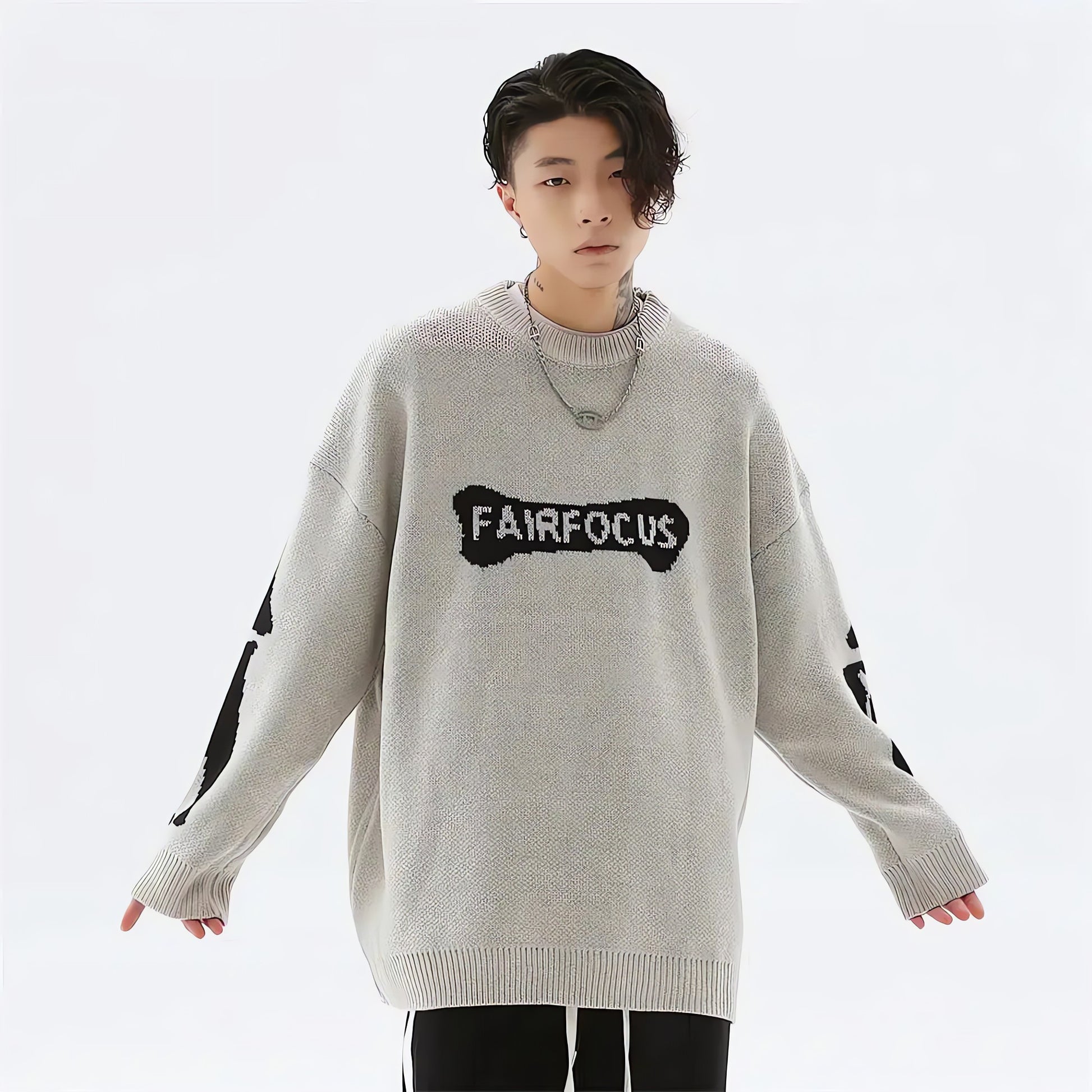 Grunge Skeleton Knitted Sweater - KAYSMAR