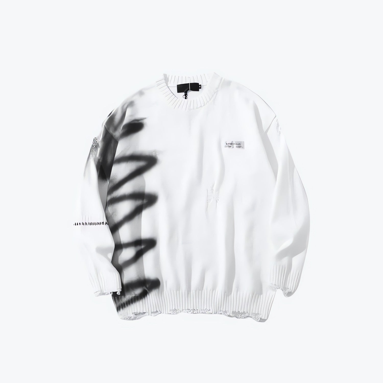 Grunge Spray Paint Distressed Knitted Sweater - KAYSMAR