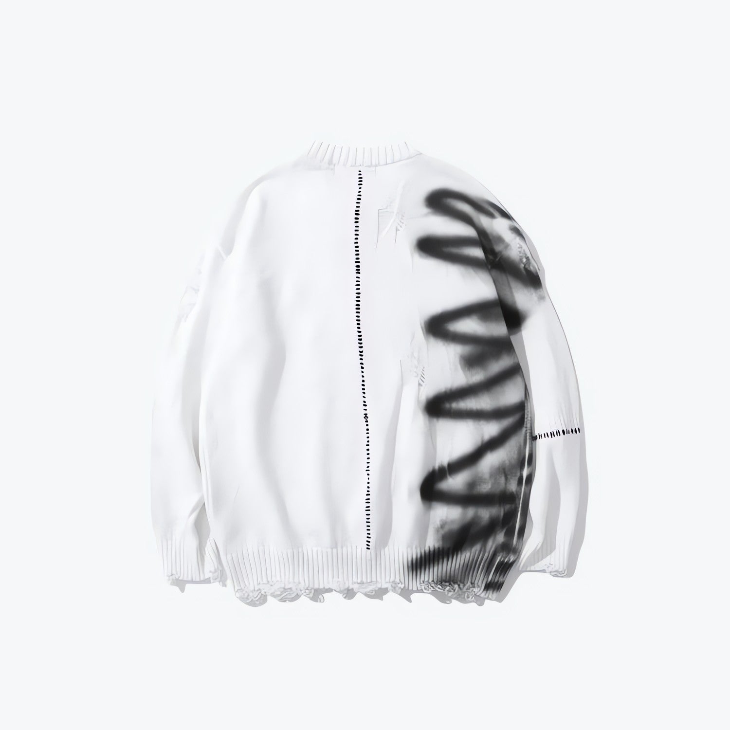 Grunge Spray Paint Distressed Knitted Sweater - KAYSMAR