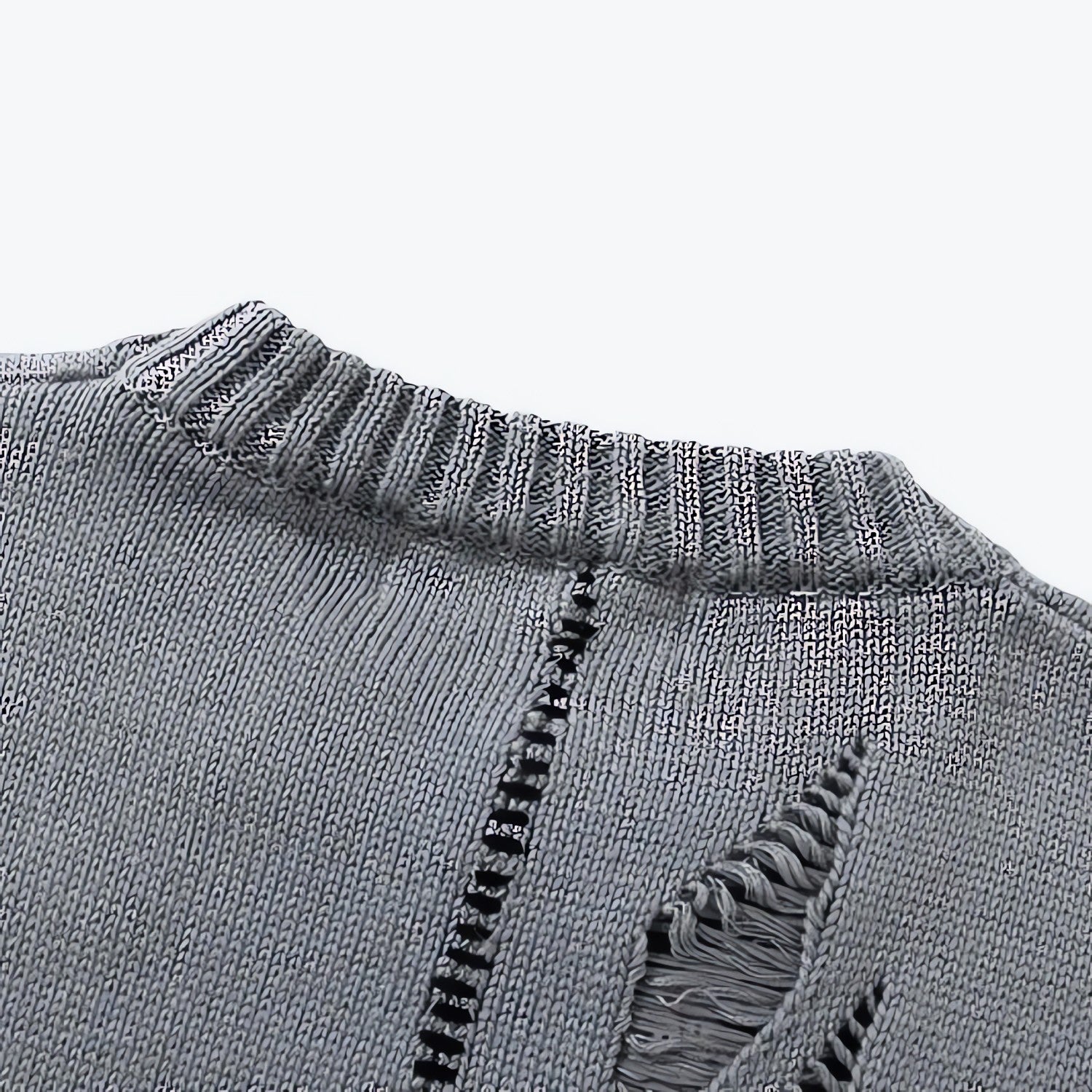 Grunge Spray Paint Distressed Knitted Sweater - KAYSMAR