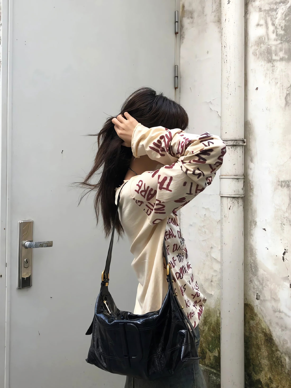 Grunge Text Print Top - KAYSMAR