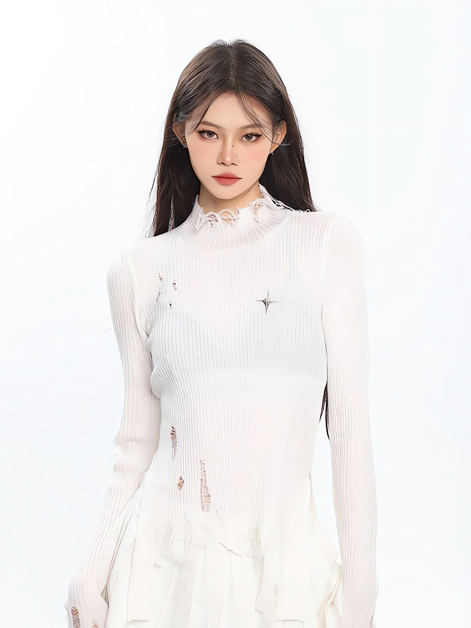Grunge Turtleneck Distressed Sweater - KAYSMAR