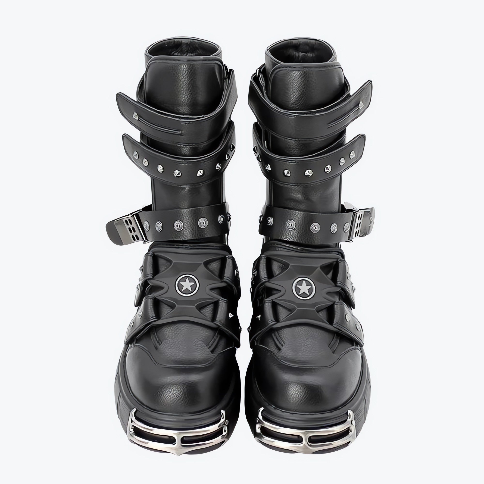 Grunge Velcro Straps Chunky Platform Boots - KAYSMAR