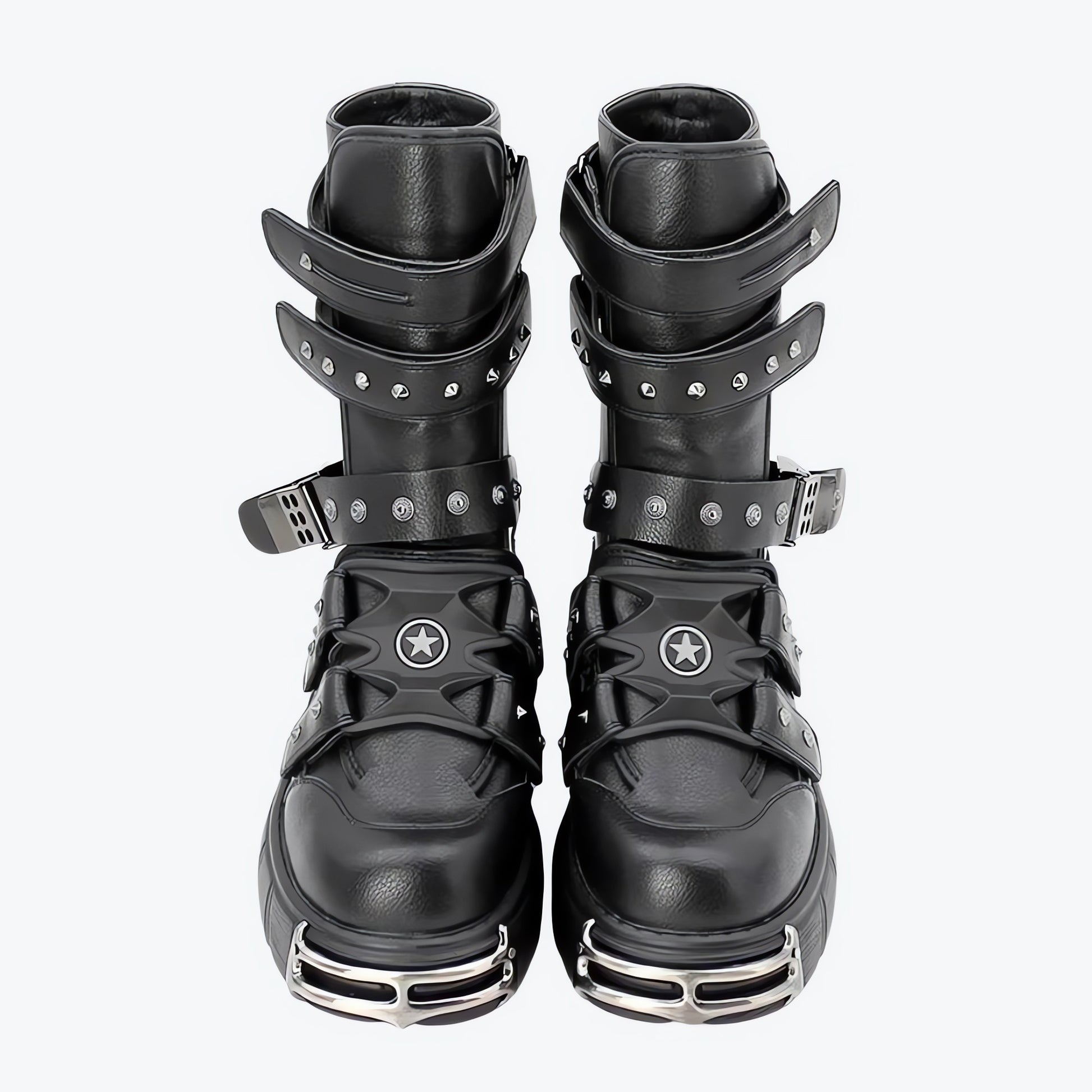 Grunge Velcro Straps Chunky Platform Boots - KAYSMAR