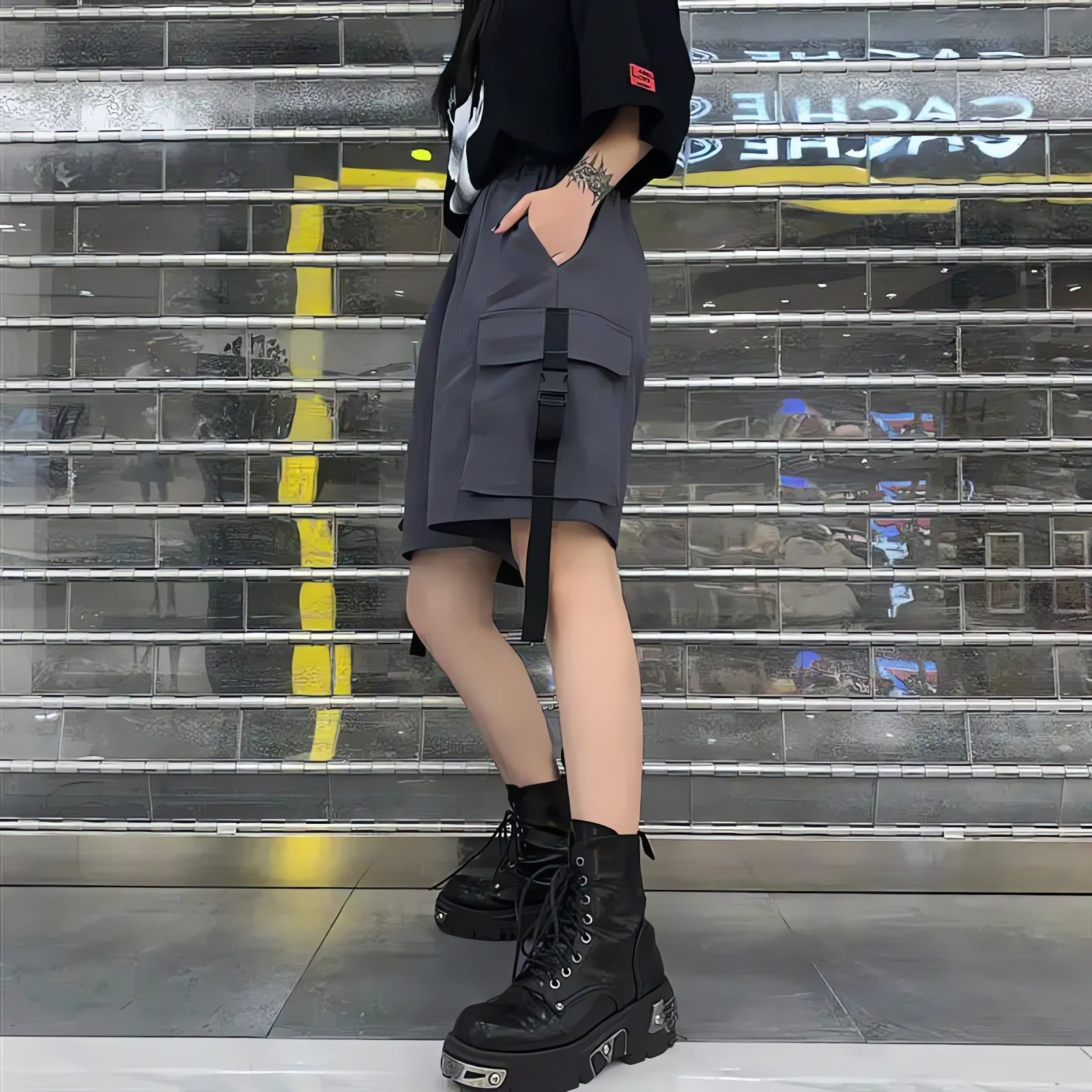 Grunge Wide Leg Cargo Shorts - KAYSMAR