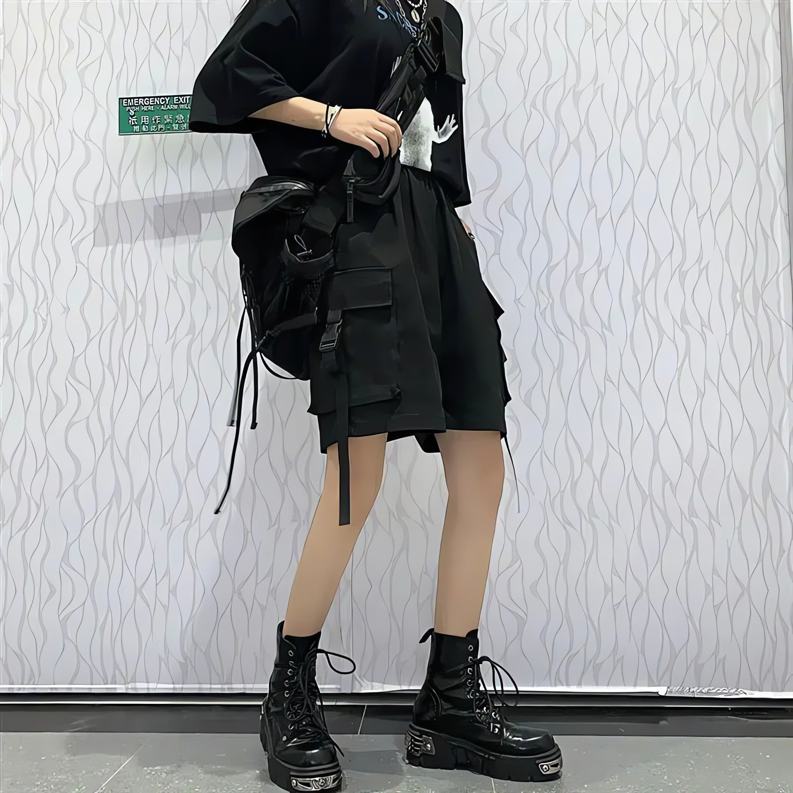 Grunge Wide Leg Cargo Shorts - KAYSMAR