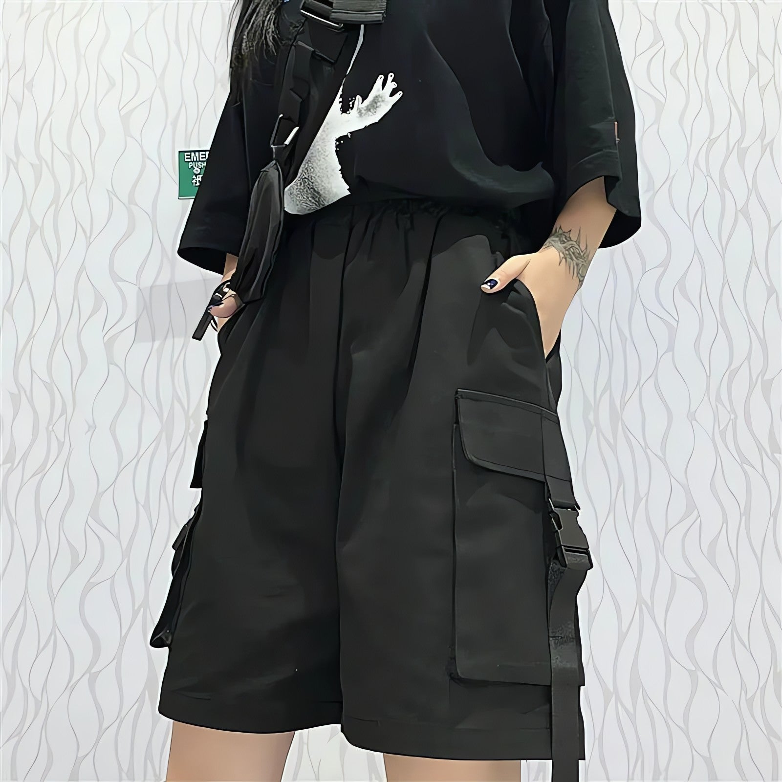 Grunge Wide Leg Cargo Shorts - KAYSMAR