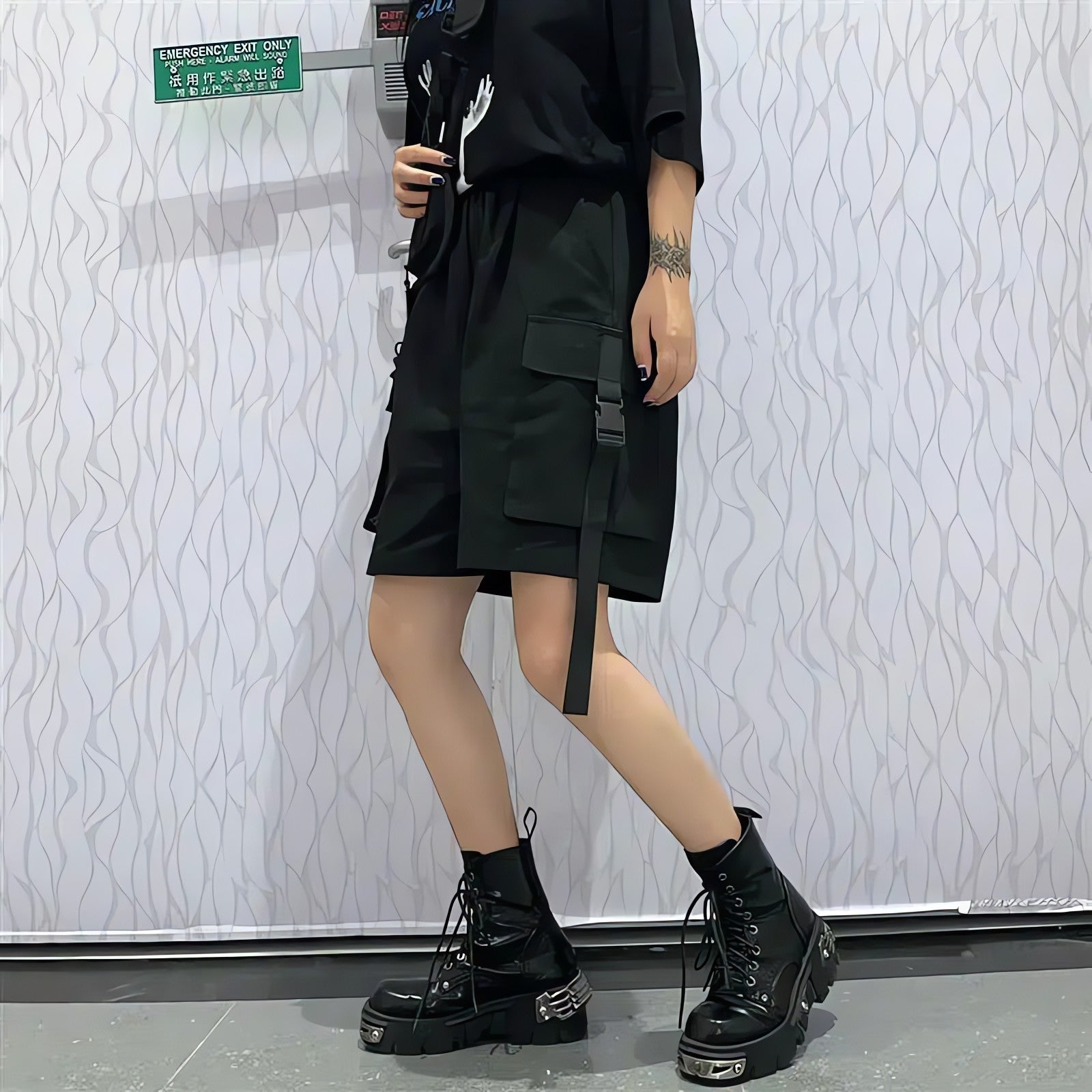 Grunge Wide Leg Cargo Shorts - KAYSMAR