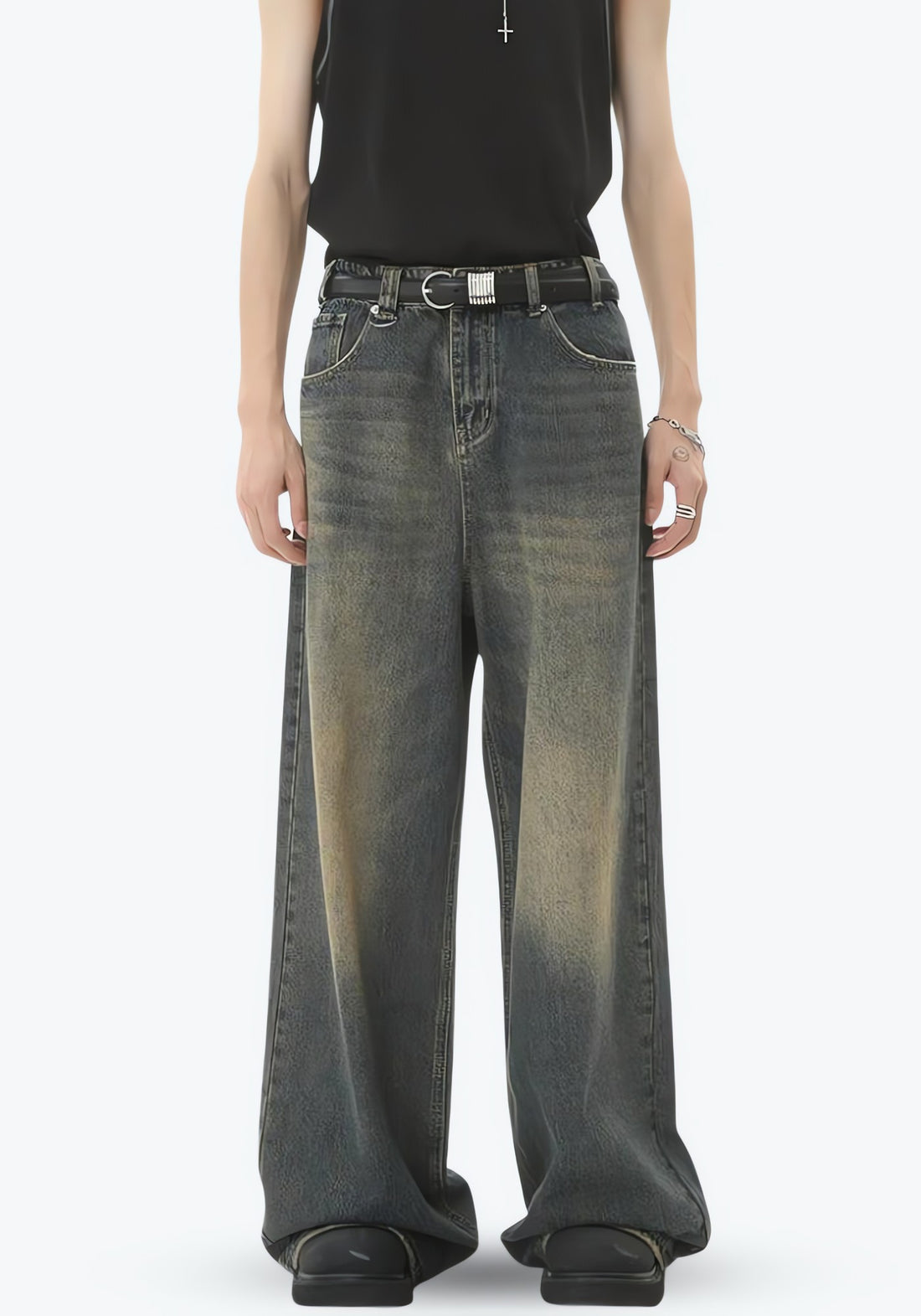Grunge Wide Leg Denim Jeans - KAYSMAR