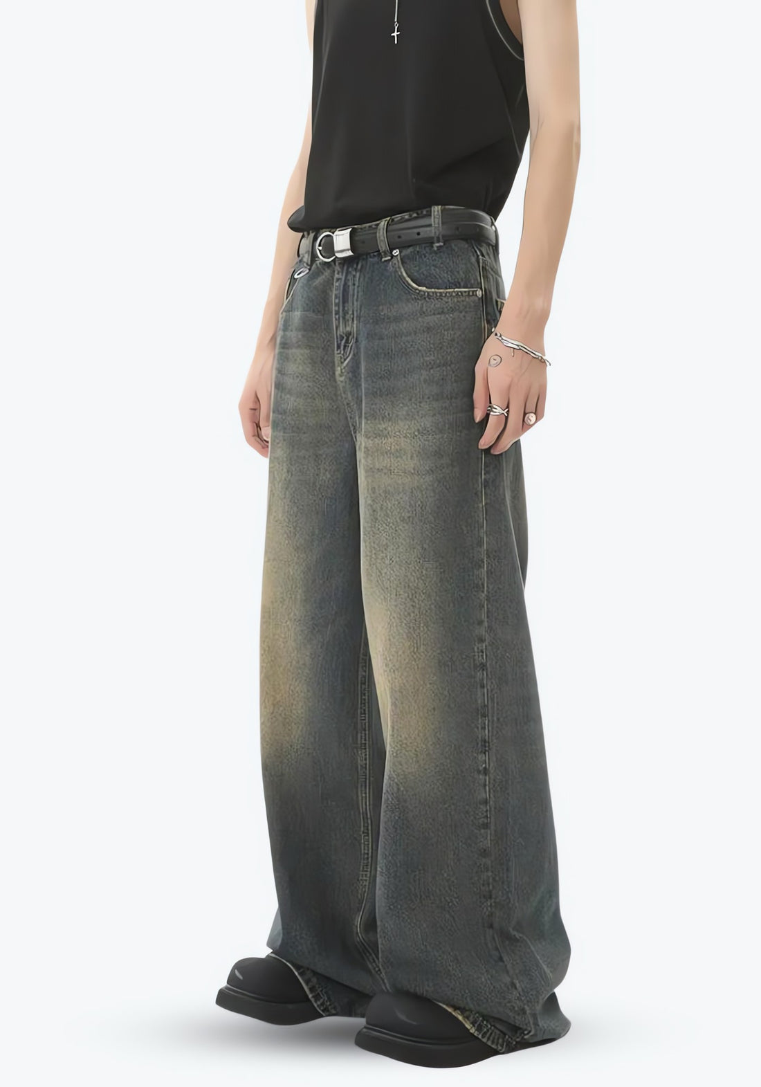 Grunge Wide Leg Denim Jeans - KAYSMAR