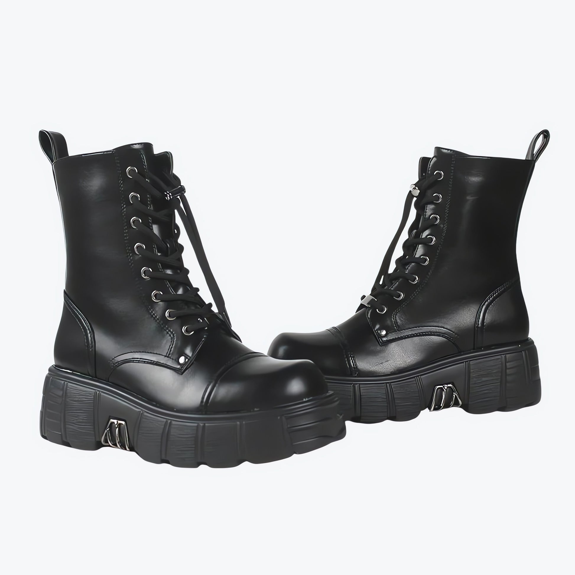Grunge Zip-Up Platform Combat Boots - KAYSMAR