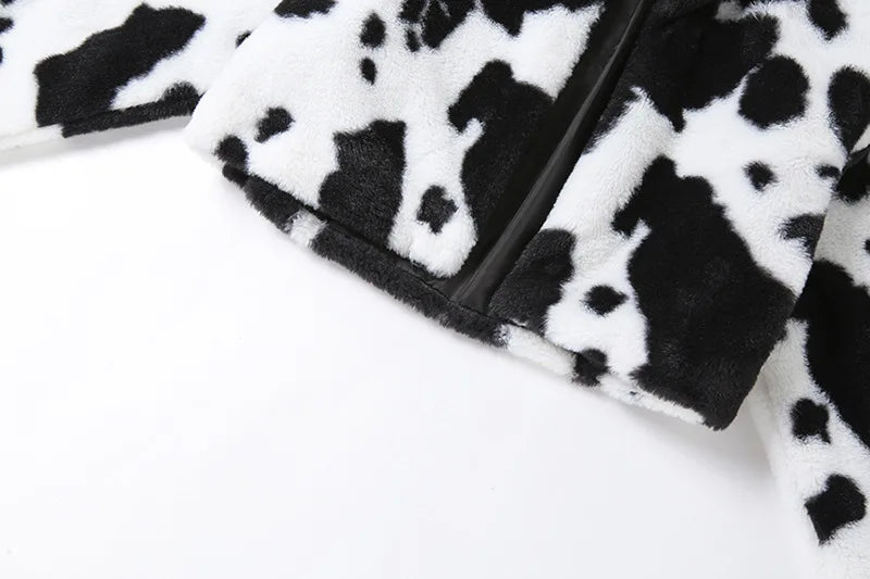 Color Block Faux Fur Crop Jacket | Goth Punk Y2k Streetwear