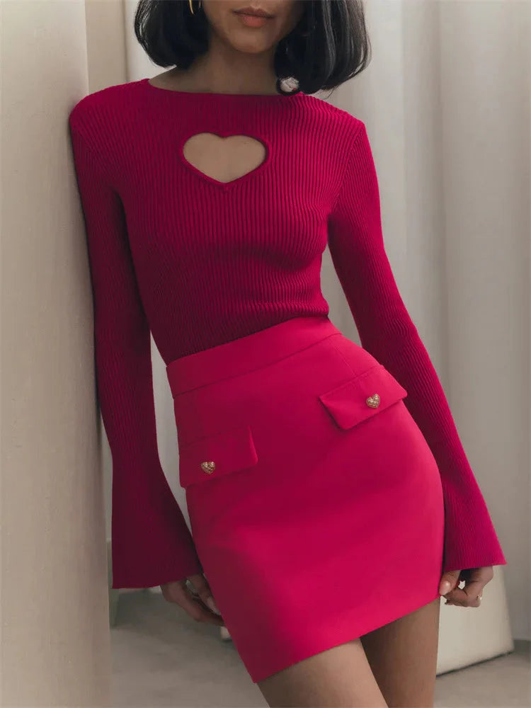 Heart Cut Out Corduroy Top - KAYSMAR