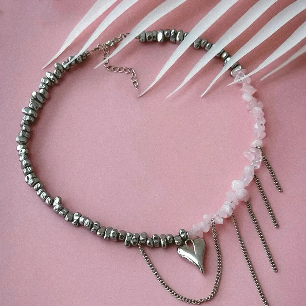 Heart Rose Quartz Necklace - KAYSMAR