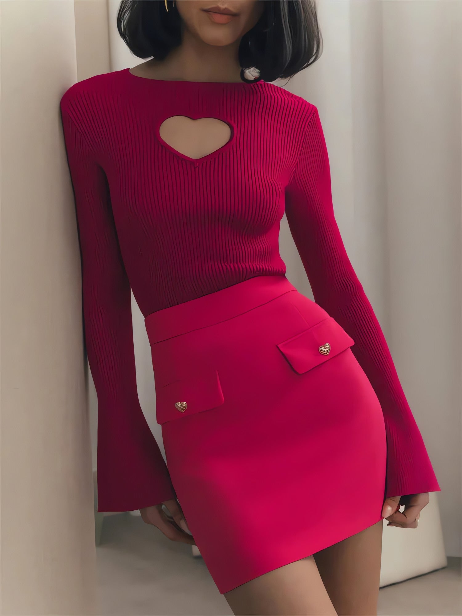 Heart Cut Out Corduroy Top - KAYSMAR