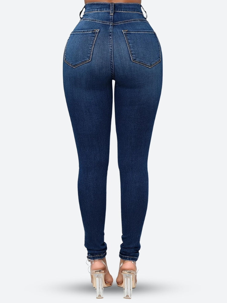 High Rise Denim Skinny Jeans - KAYSMAR