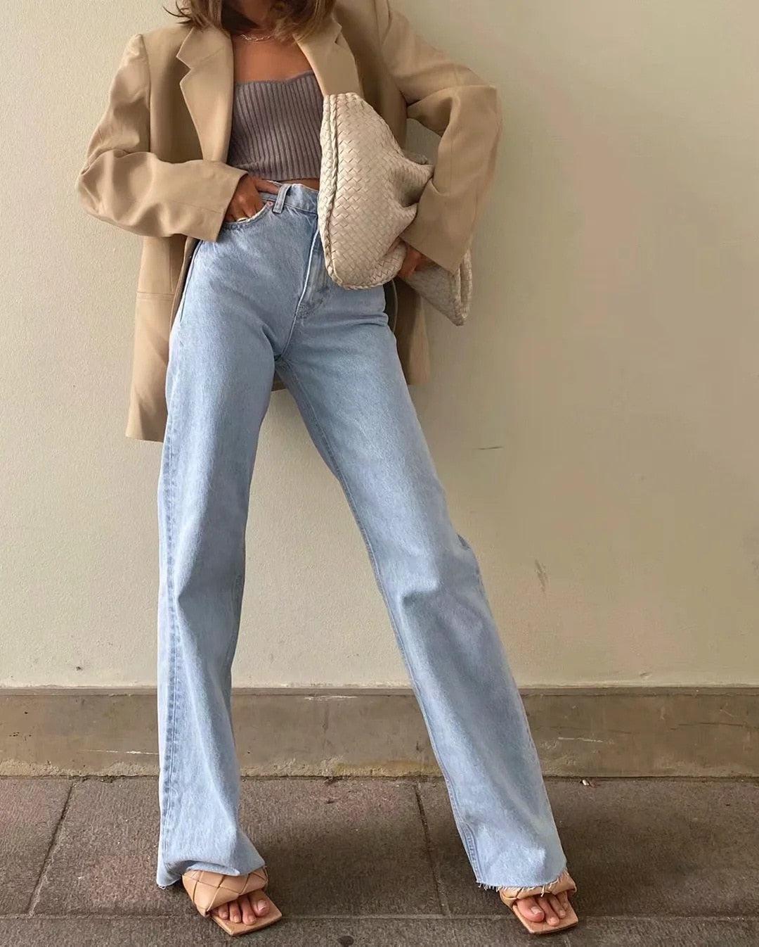 High Waist Casual Washed Jeans - KAYSMAR